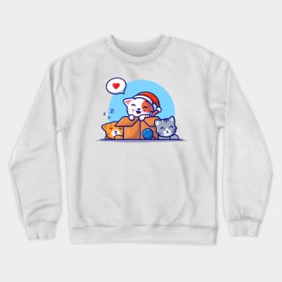 Cute Cats In Box Cartoon Vector Icon Illustration Crewneck Sweatshirt